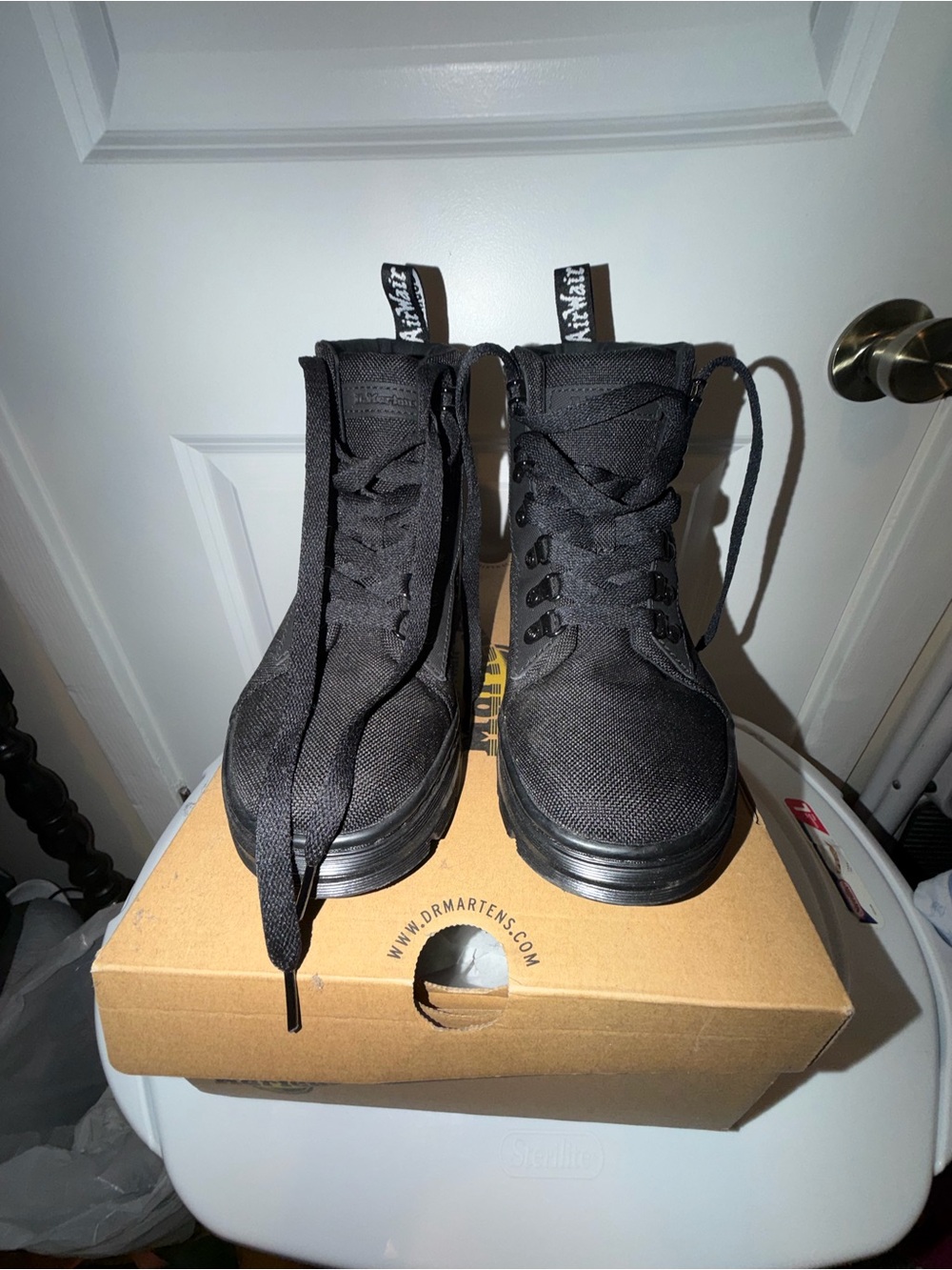 Dr. Martens Black Canvas Lace-Up Combat Boots